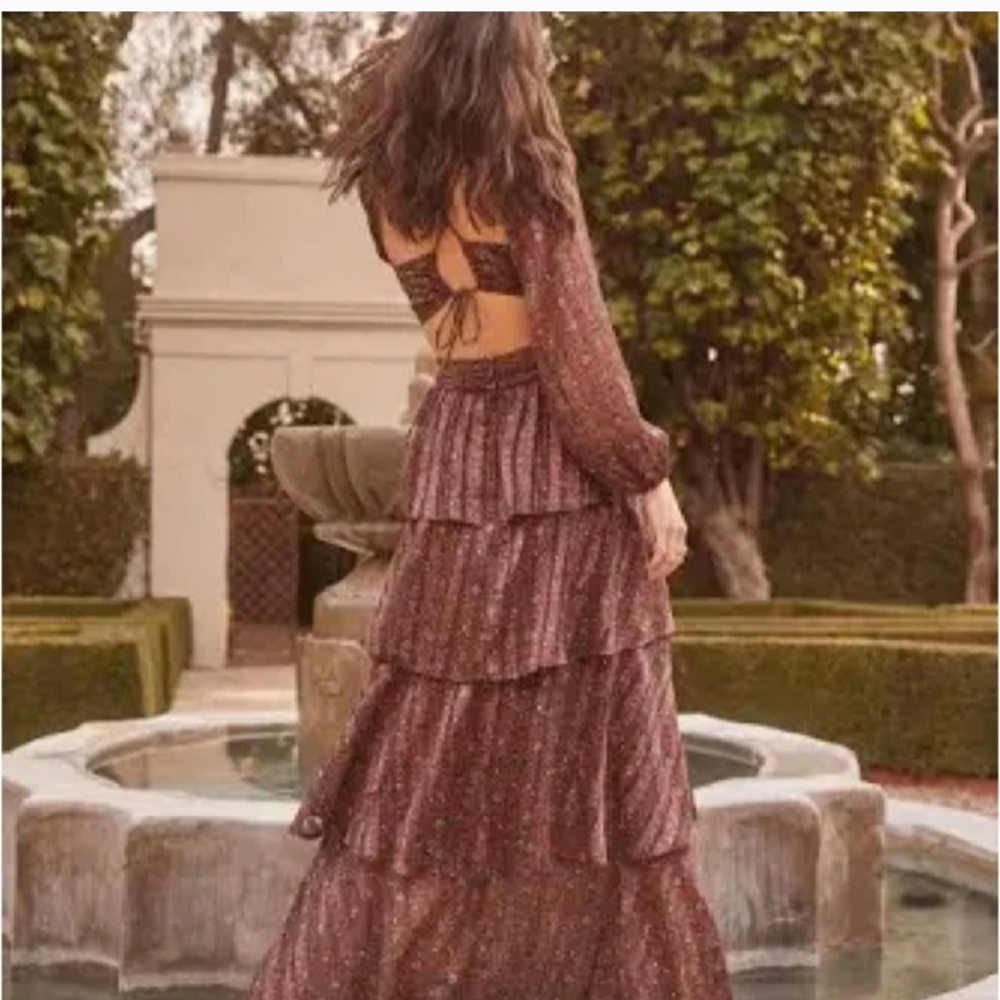 Astr Pink Ruffled Tiered Long Sleeve Dress Wedding Guest